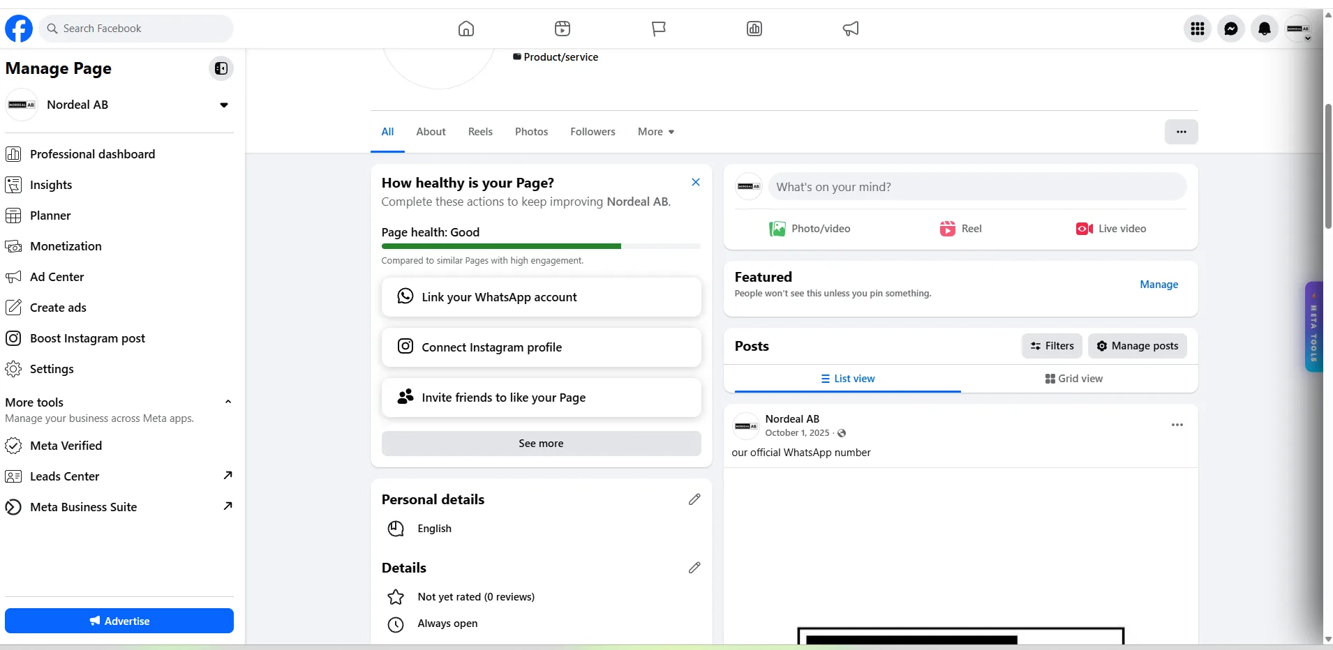 Facebook Page - Full Control Transfer view 2