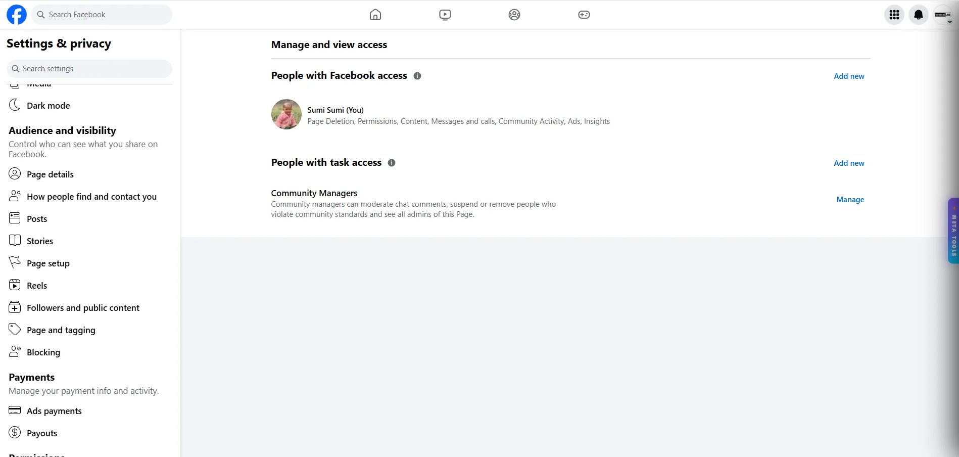 Facebook Page - Full Control Transfer view 3