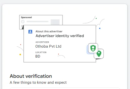 Google Verified Ads Account - Standalone, Advertiser Identity Verified view 2