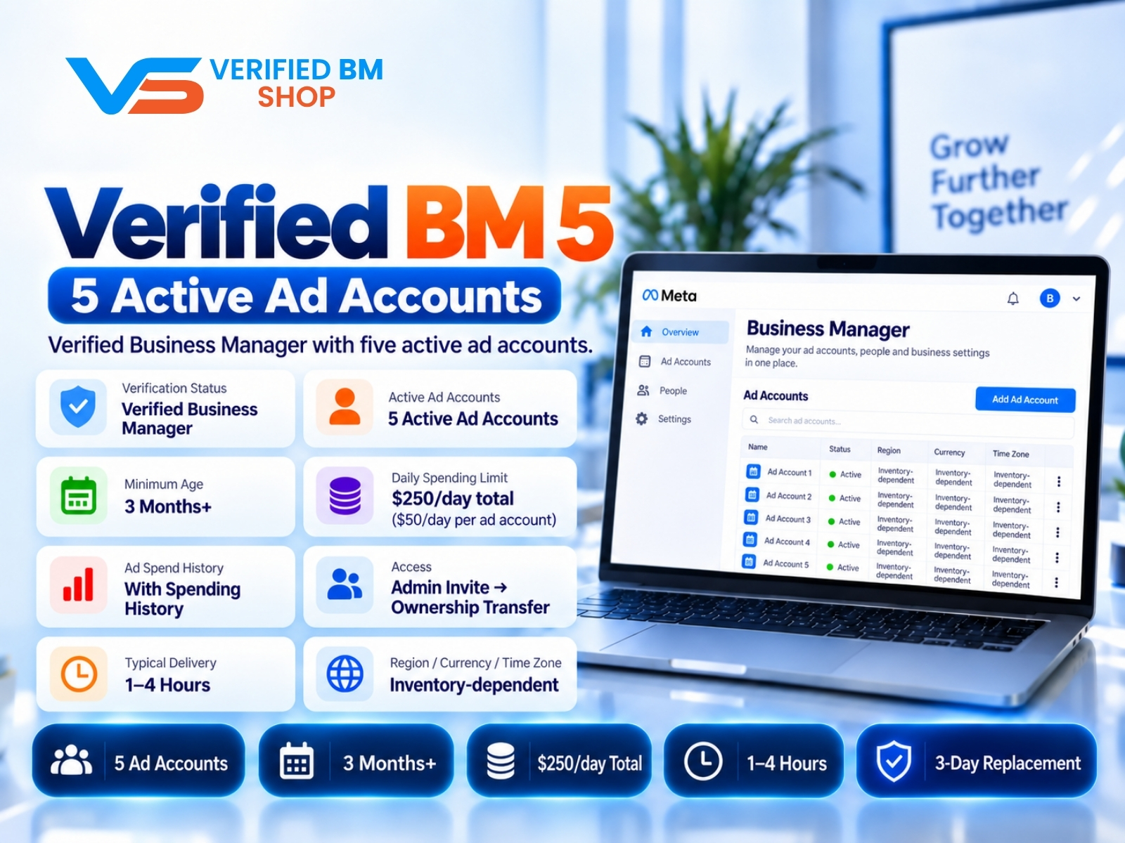 Verified BM 5 - 5 Active Ad Accounts