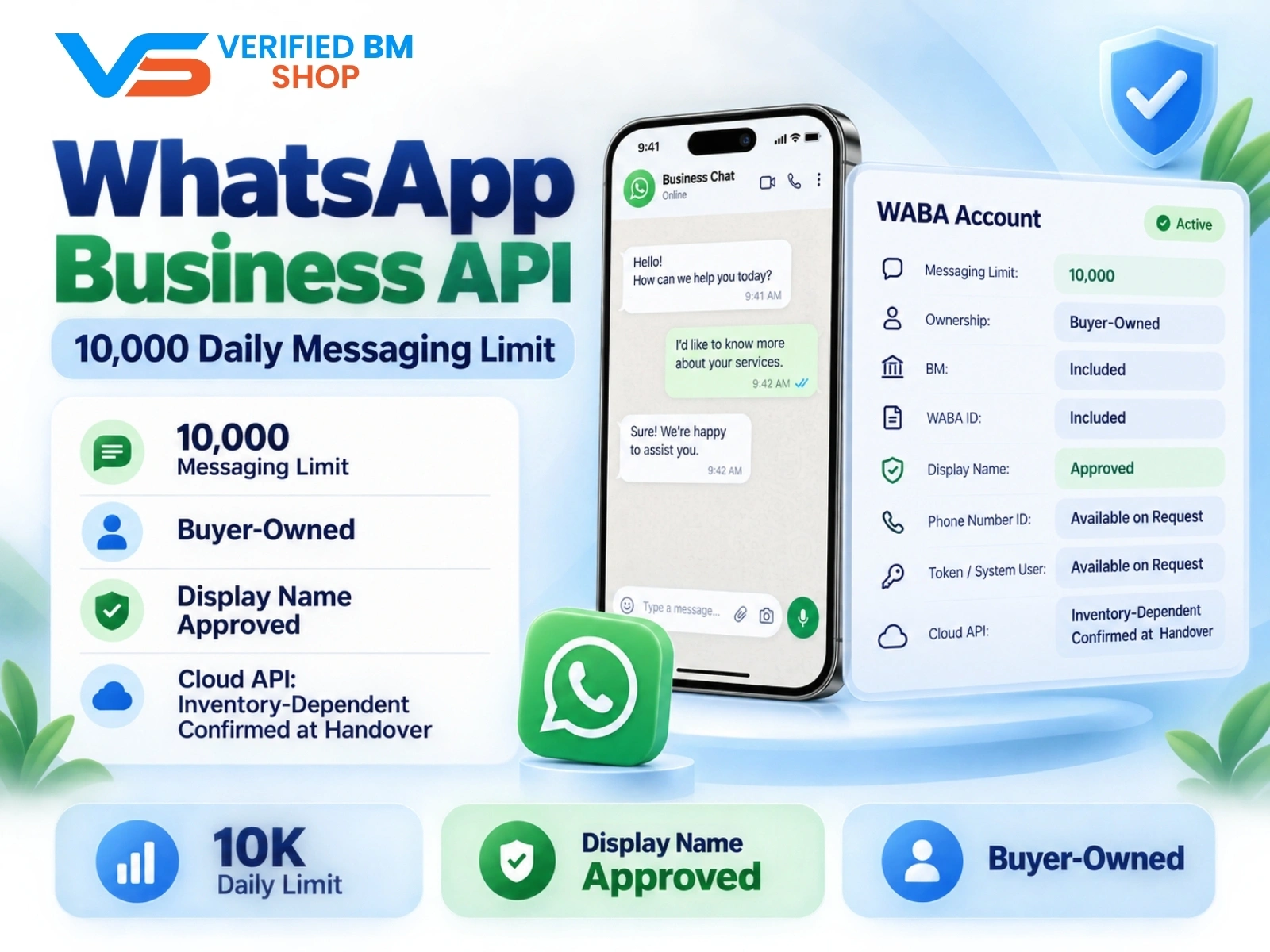 WhatsApp API 10000 | WABA 10K | VERIFIED BM SHOP